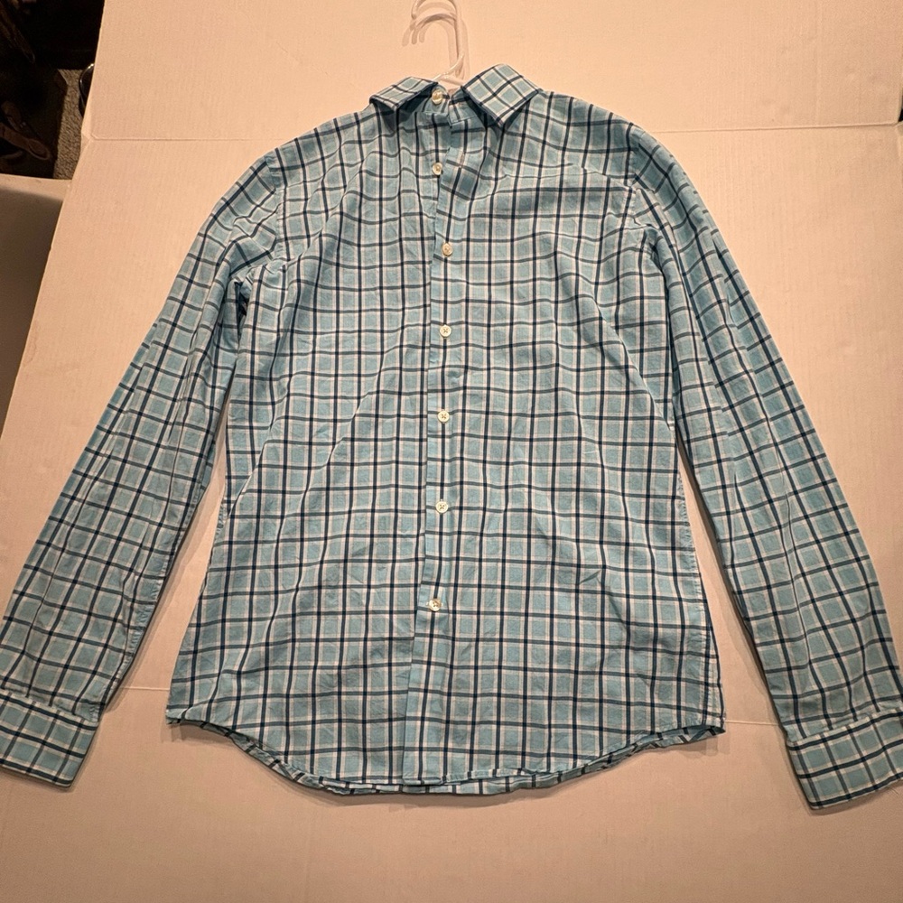 Express Men's Light Blue Plaid Button Down Shirt
